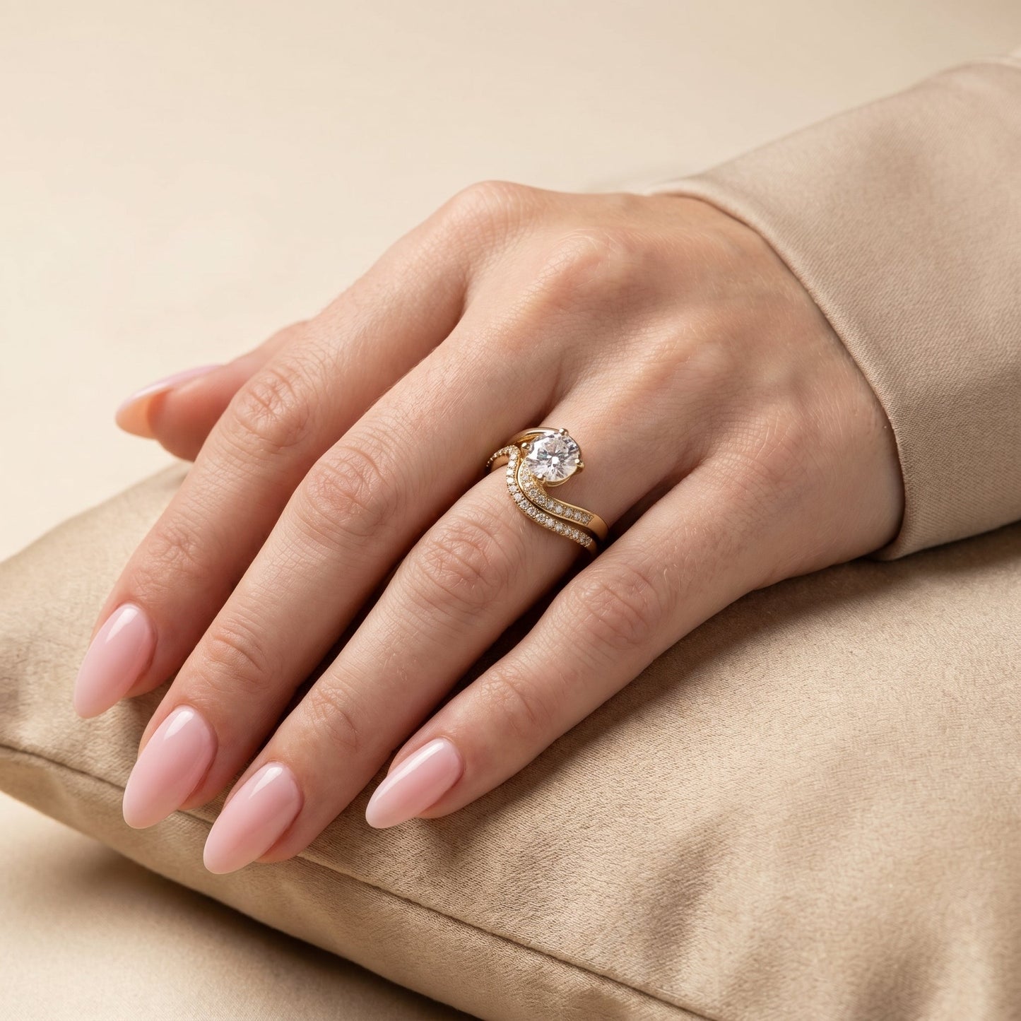1.0 CT Round Solitaire Moissanite Diamond Bridal Ring Set