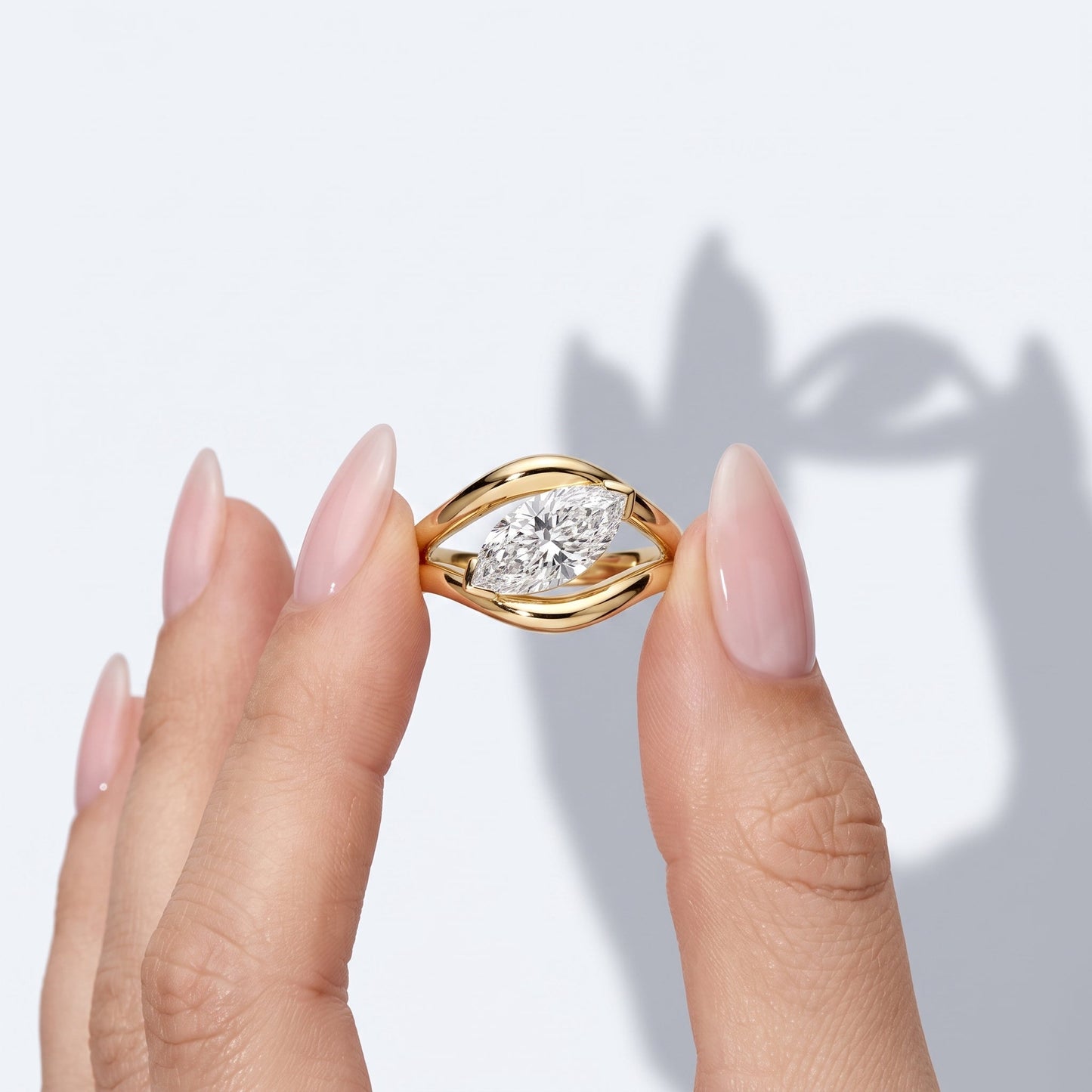 Marquise Swirl Solitaire Engagement Ring – 1 CT Lab Grown Diamond