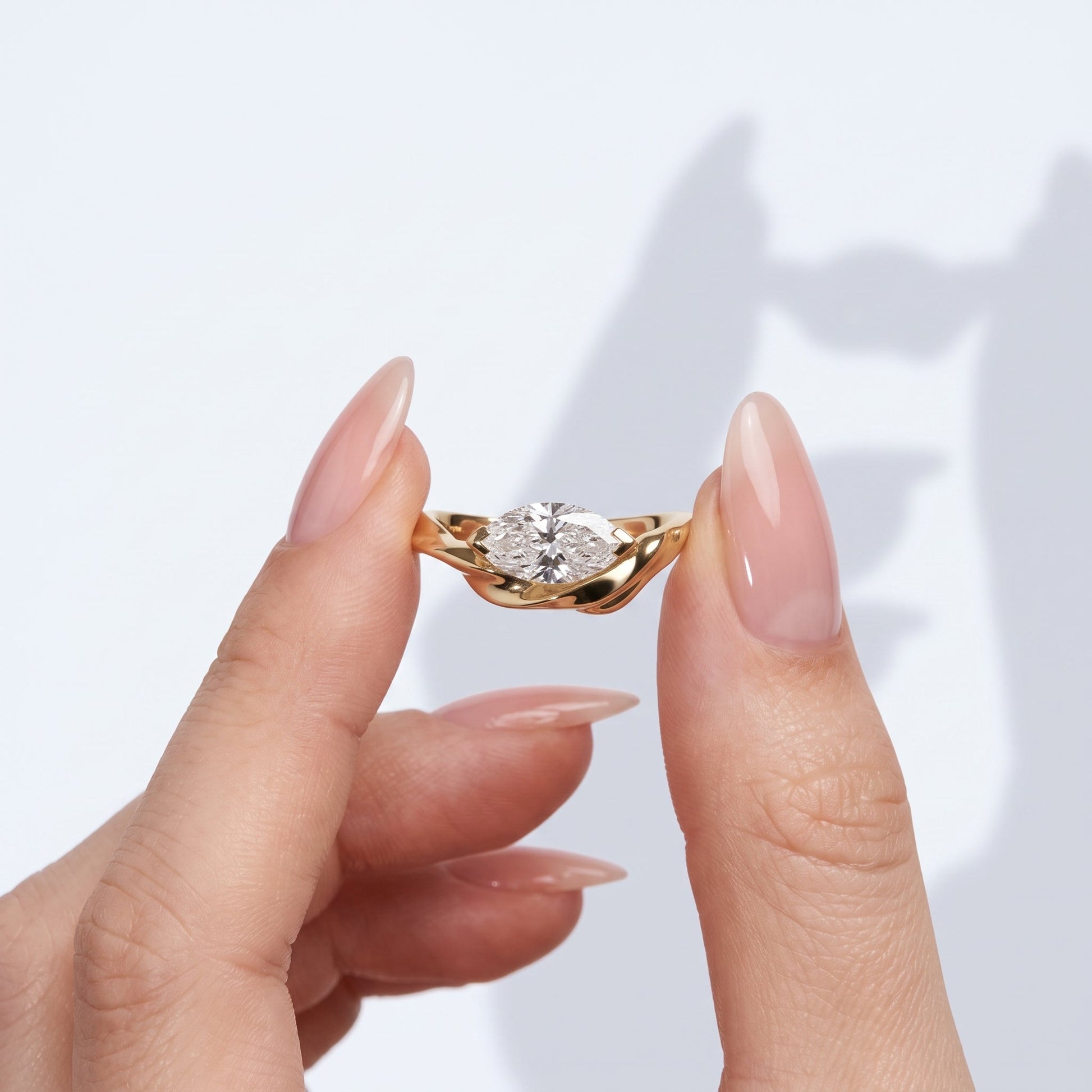 Marquise Swirl Solitaire Engagement Ring – 1 CT Lab Grown Diamond