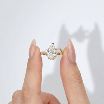 Marquise Swirl Solitaire Engagement Ring – 1 CT Lab Grown Diamond