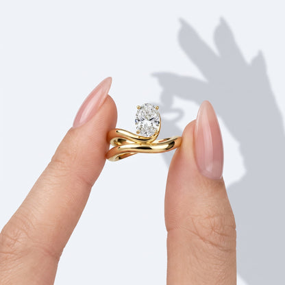 Marquise Swirl Solitaire Engagement Ring – 1 CT Lab Grown Diamond