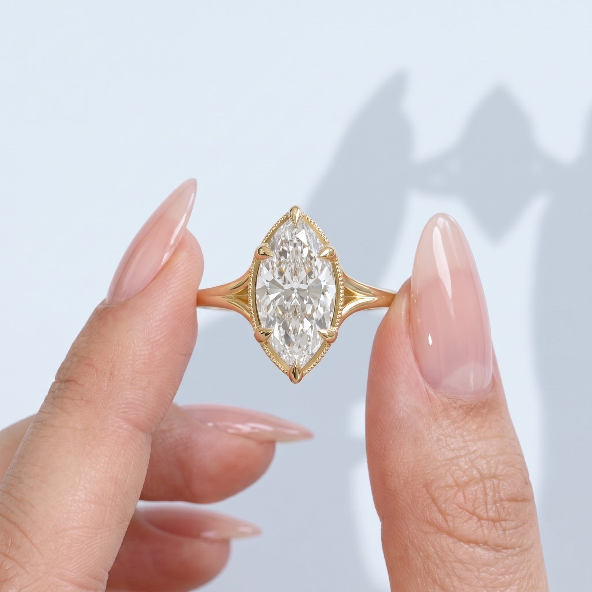 Marquise Swirl Solitaire Engagement Ring – 1 CT Lab Grown Diamond
