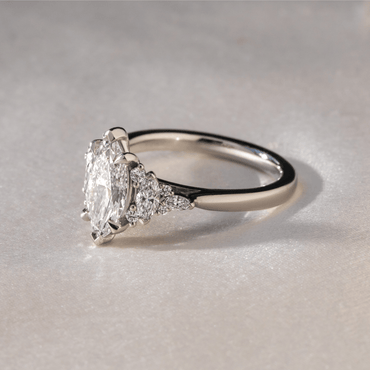 Marquise Shaped Three Stone Lab Grown Diamond Engagement Ring