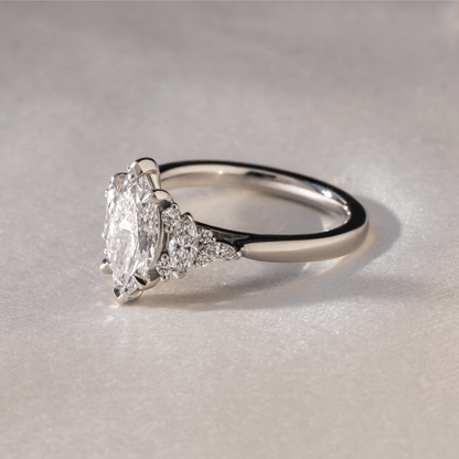 Marquise Shaped Three Stone Lab Grown Diamond Engagement Ring