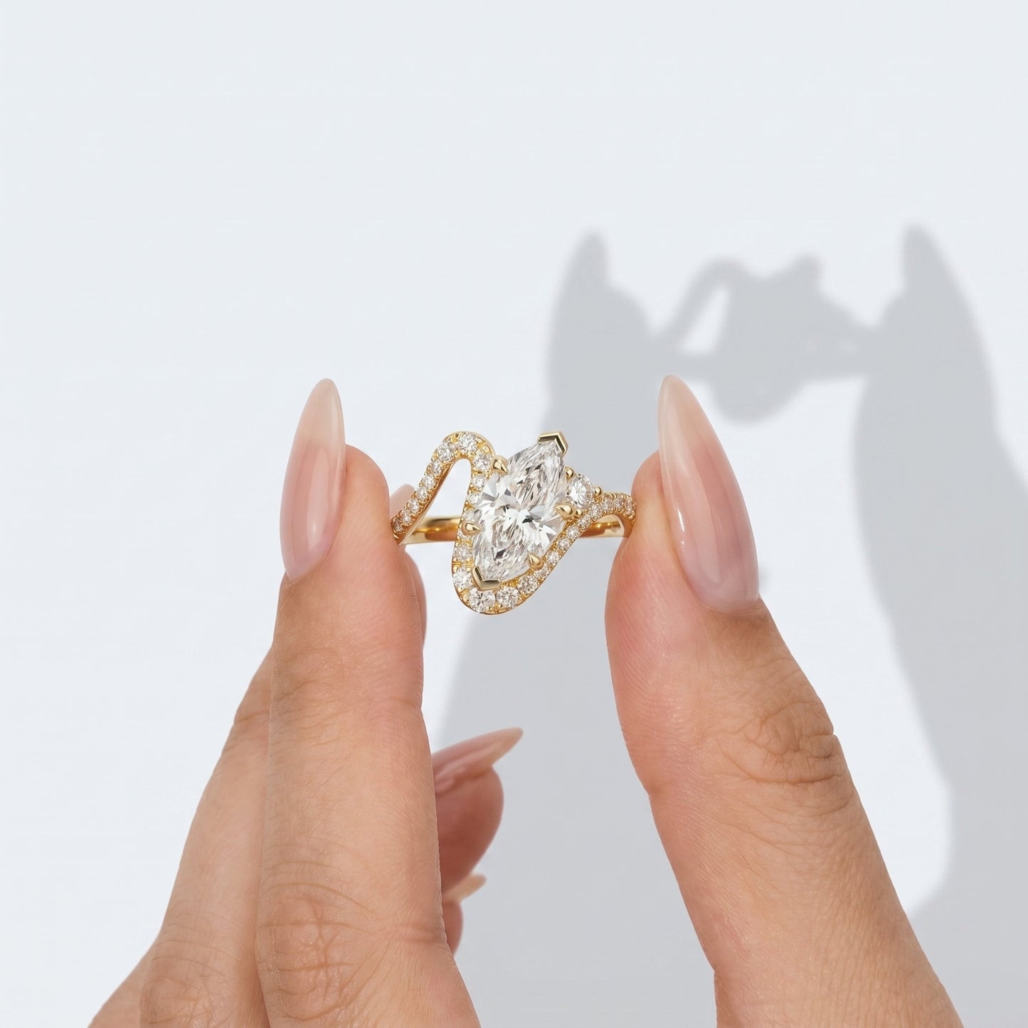 Marquise Swirl Solitaire Engagement Ring – 1 CT Lab Grown Diamond