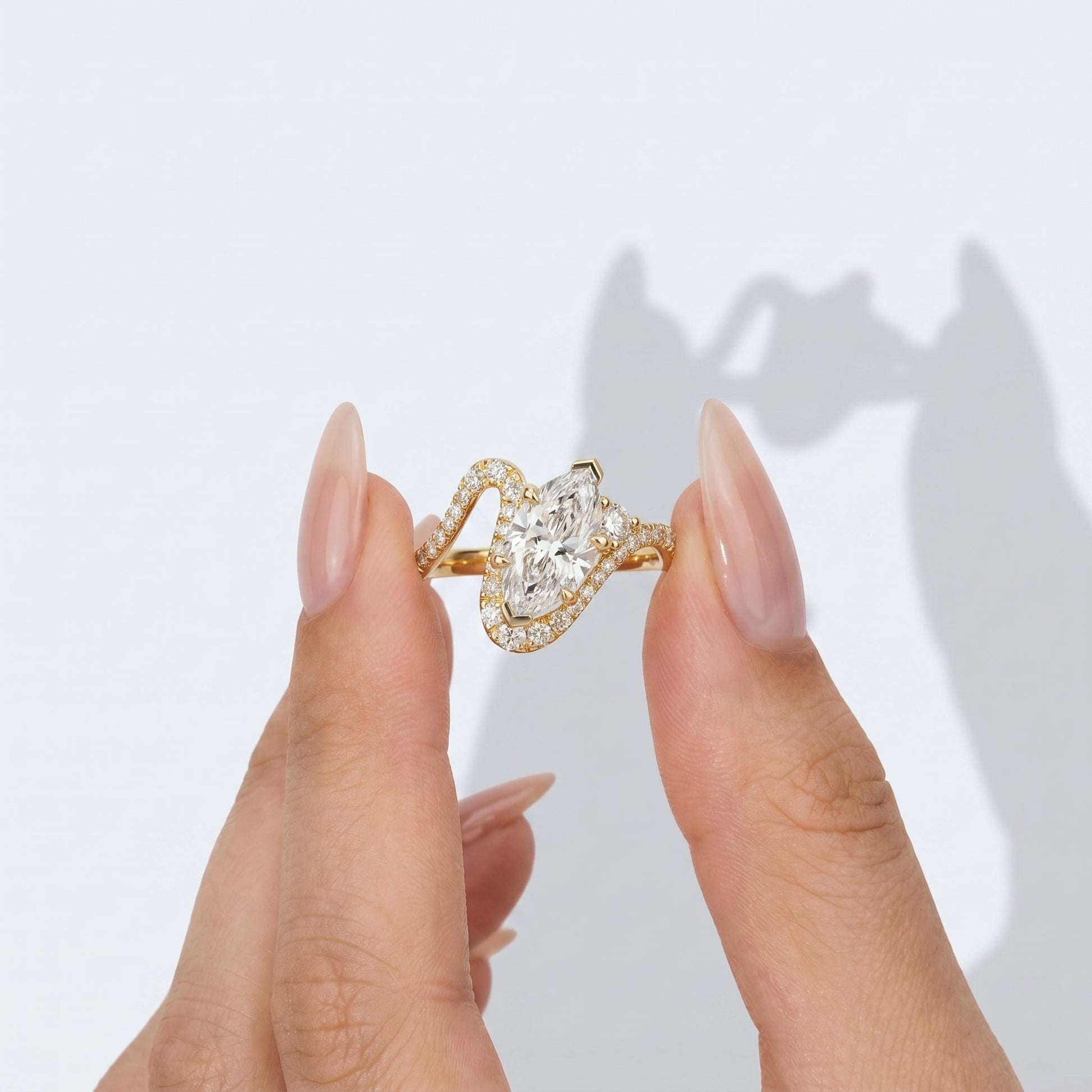 Marquise Swirl Solitaire Engagement Ring – 1 CT Lab Grown Diamond