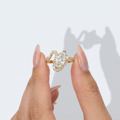 Marquise Swirl Solitaire Engagement Ring – 1 CT Lab Grown Diamond