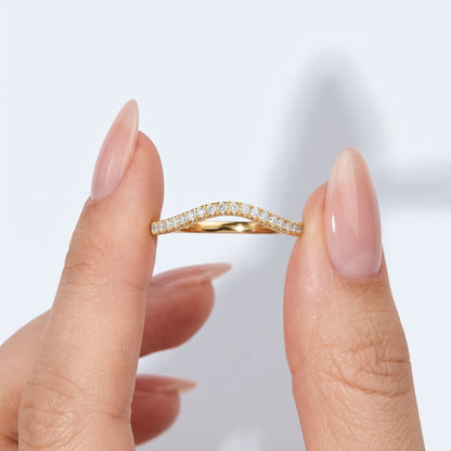 0.2 TCW Round Diamond Half Eternity DEF/VVS Lab Grown Wedding Band