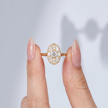 Marquise Swirl Solitaire Engagement Ring – 1 CT Lab Grown Diamond