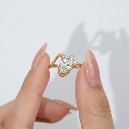 Marquise Swirl Solitaire Engagement Ring – 1 CT Lab Grown Diamond