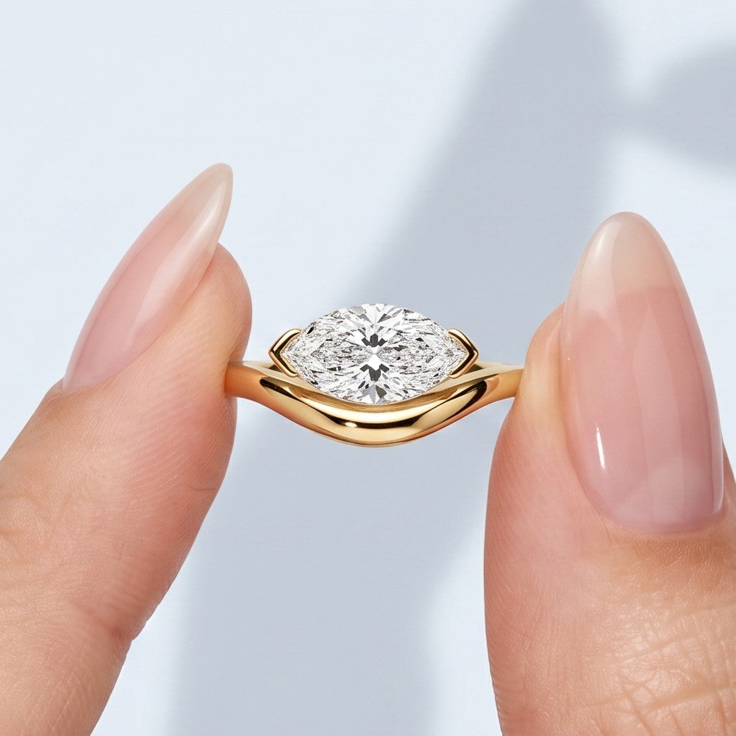 Marquise Swirl Solitaire Engagement Ring – 1 CT Lab Grown Diamond