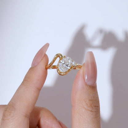 Marquise Swirl Solitaire Engagement Ring – 1 CT Lab Grown Diamond