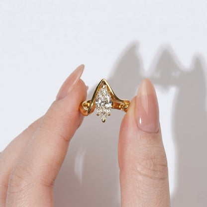 Marquise Swirl Solitaire Engagement Ring – 1 CT Lab Grown Diamond