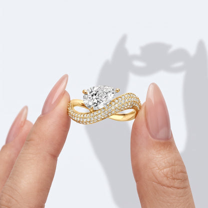 Marquise Swirl Solitaire Engagement Ring – 1 CT Lab Grown Diamond