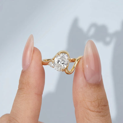 Marquise Swirl Solitaire Engagement Ring – 1 CT Lab Grown Diamond