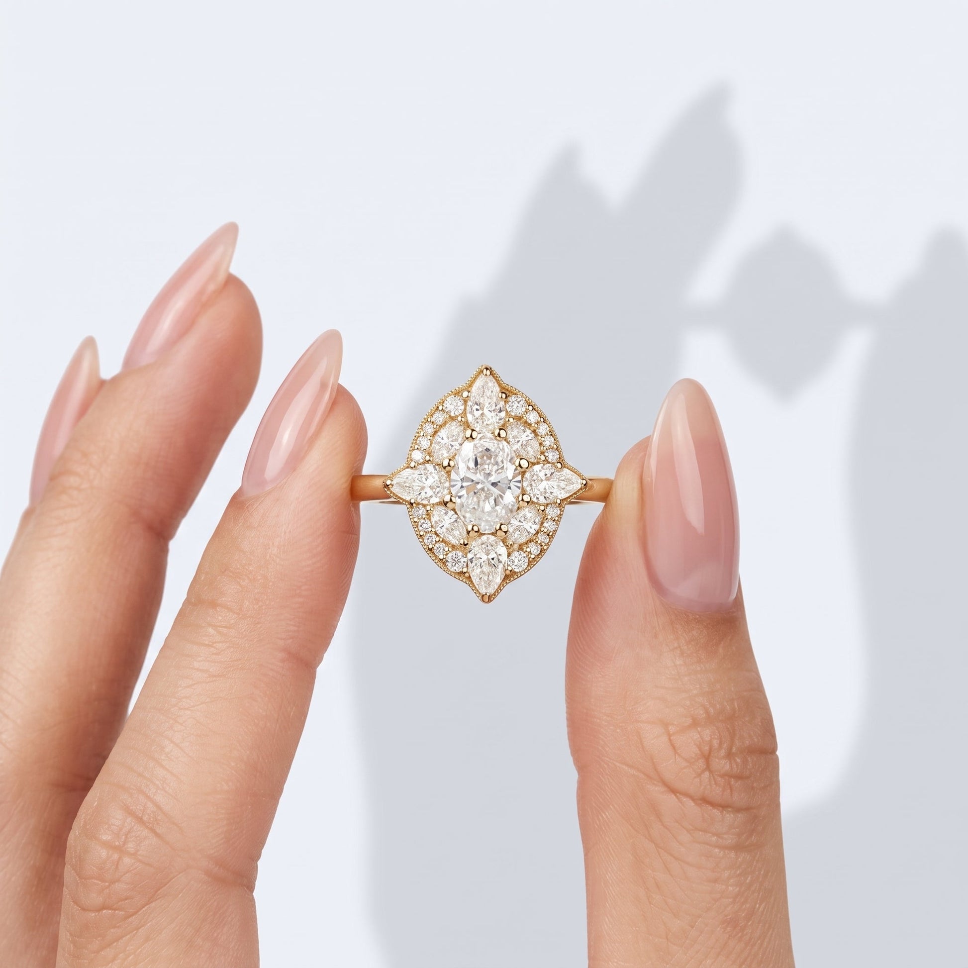 Marquise Swirl Solitaire Engagement Ring – 1 CT Lab Grown Diamond