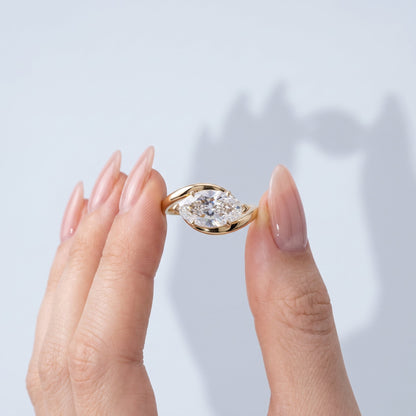 Marquise Swirl Solitaire Engagement Ring – 1 CT Lab Grown Diamond