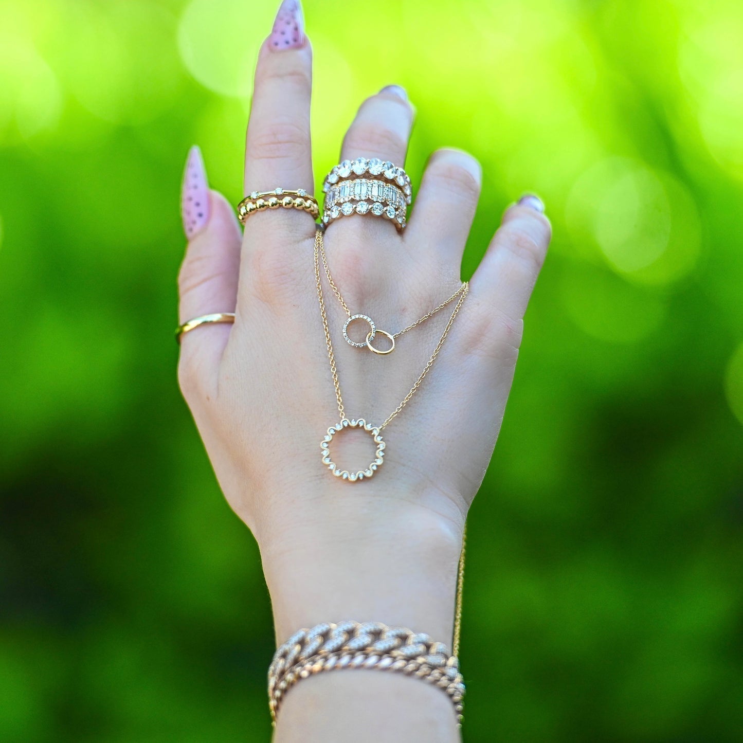 1.0 CT Round Moissanite Diamond Forever Linked Pendant Necklace in Solid Gold 4