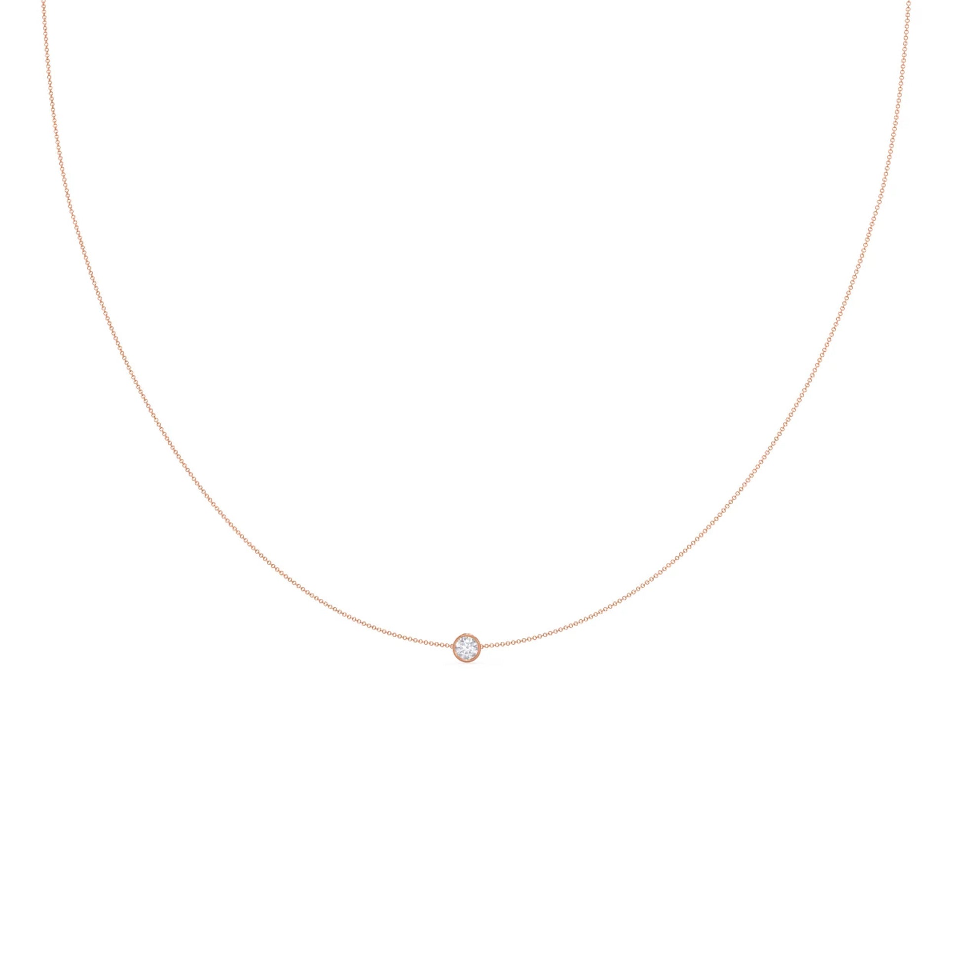 0.10 CT Round Moissanite Diamond Bezel Pendant Necklace in Solid Gold 6