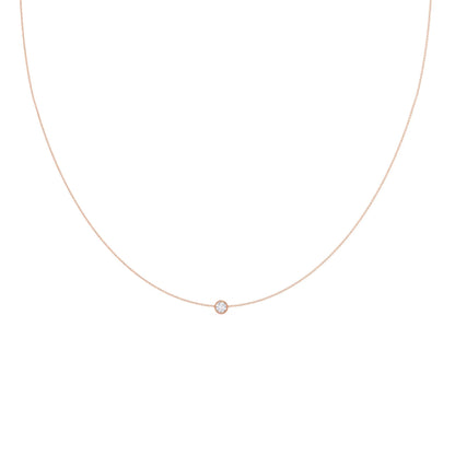 0.10 CT Round Moissanite Diamond Bezel Pendant Necklace in Solid Gold 6