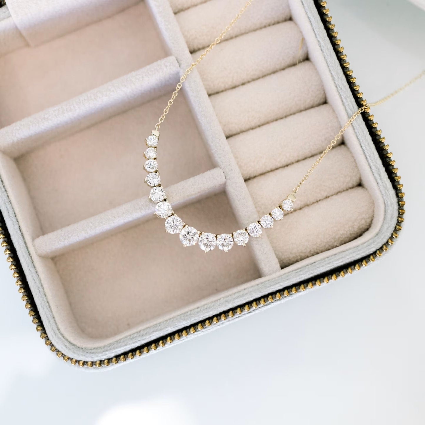 0.40 TCW Round Moissanite Diamond Mini Choker Necklace in Solid Gold 2