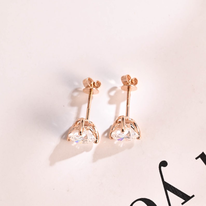 1.0 TCW Heart Cut Moissanite Stud Earrings in Gold 7