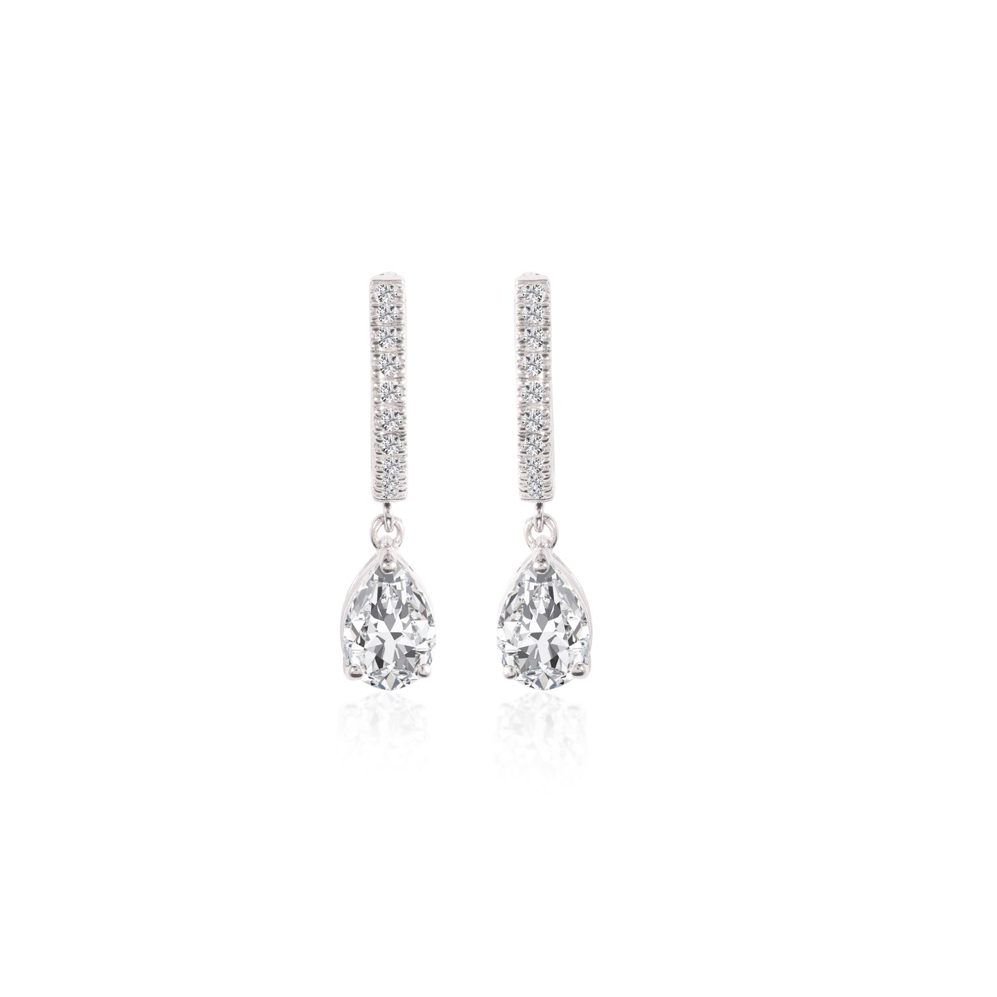 1.64 TCW Round & Pear Cut Moissanite Huggies Earrings in Gold 4
