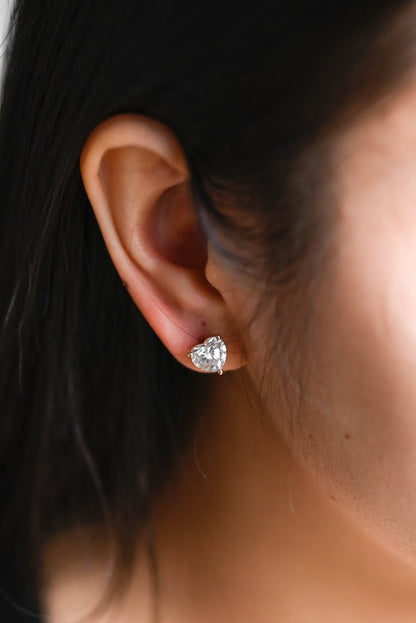 1.0 TCW Heart Cut Moissanite Stud Earrings in Gold 6