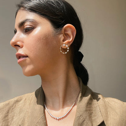 0.85 TCW Round Cut Moissanite Hoops Earrings in Gold 2