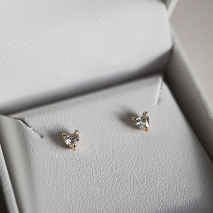 1.0 TCW Heart Cut Moissanite Stud Earrings in Gold 2