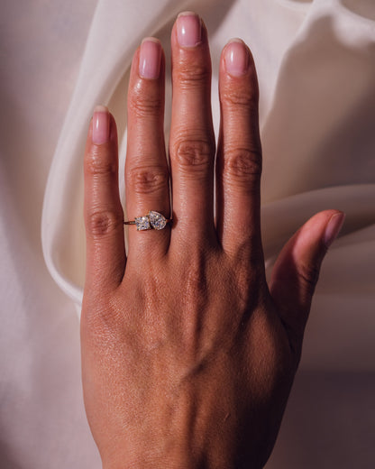 1.95 CT Pear & Princess Cut Toi Et Moi  Lab Grown Diamond Engagement Ring