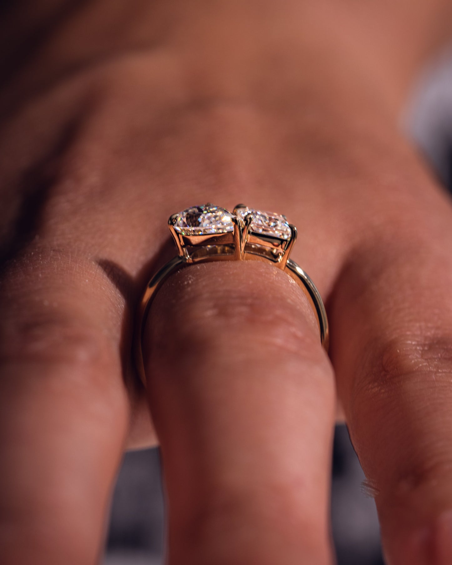 1.95 CT Pear & Princess Cut Toi Et Moi  Lab Grown Diamond Engagement Ring