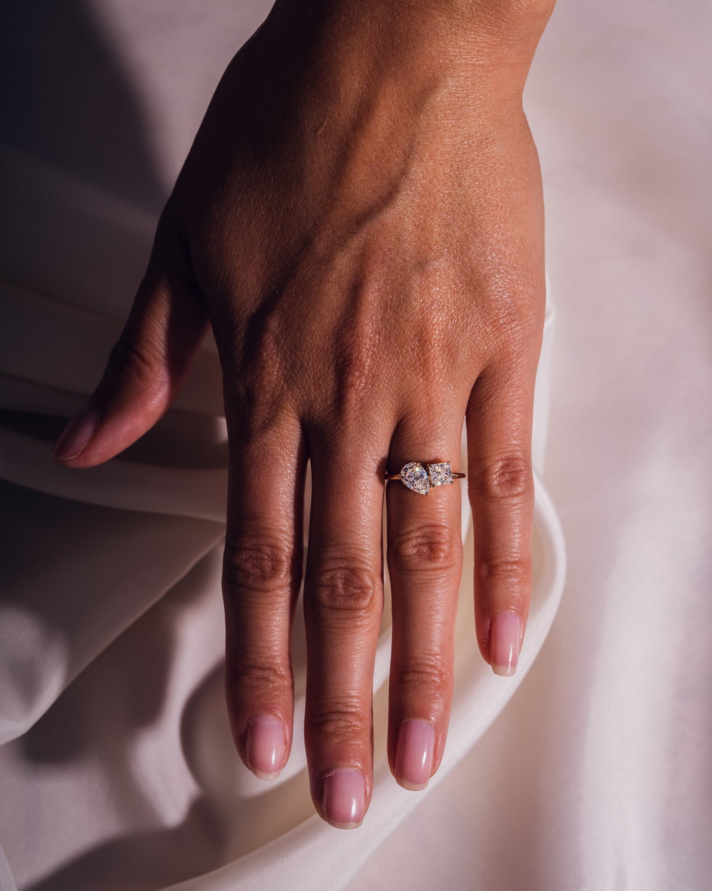 1.95 CT Pear & Princess Cut Toi Et Moi  Lab Grown Diamond Engagement Ring