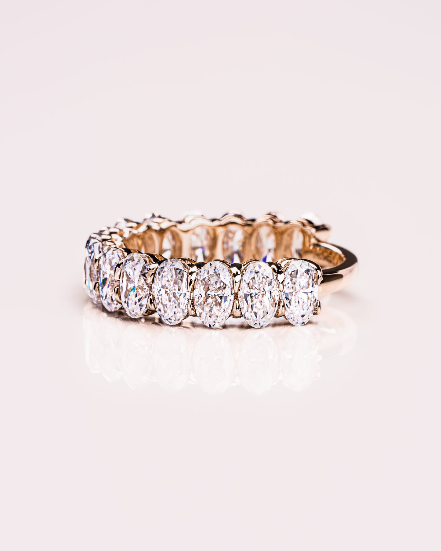 3.45 TCW Oval Lab Grown Diamond Half Eternity Wedding Band