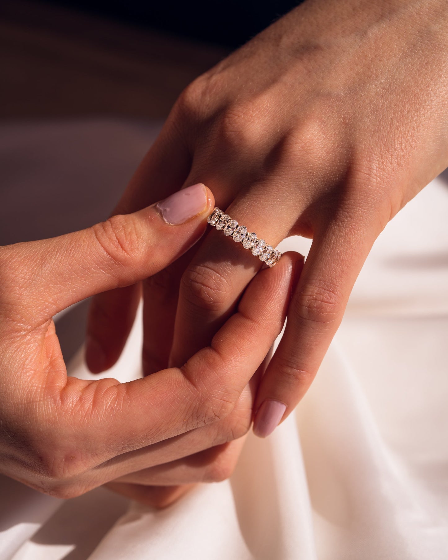 3.45 TCW Oval Lab Grown Diamond Half Eternity Wedding Band