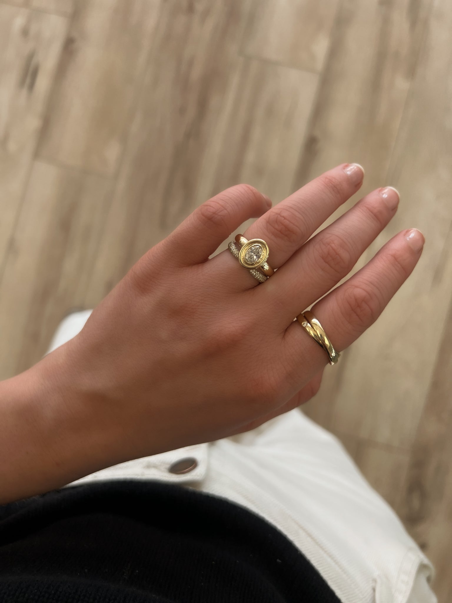 Marquise Shaped Three Stone Lab Grown Diamond Engagement Ring