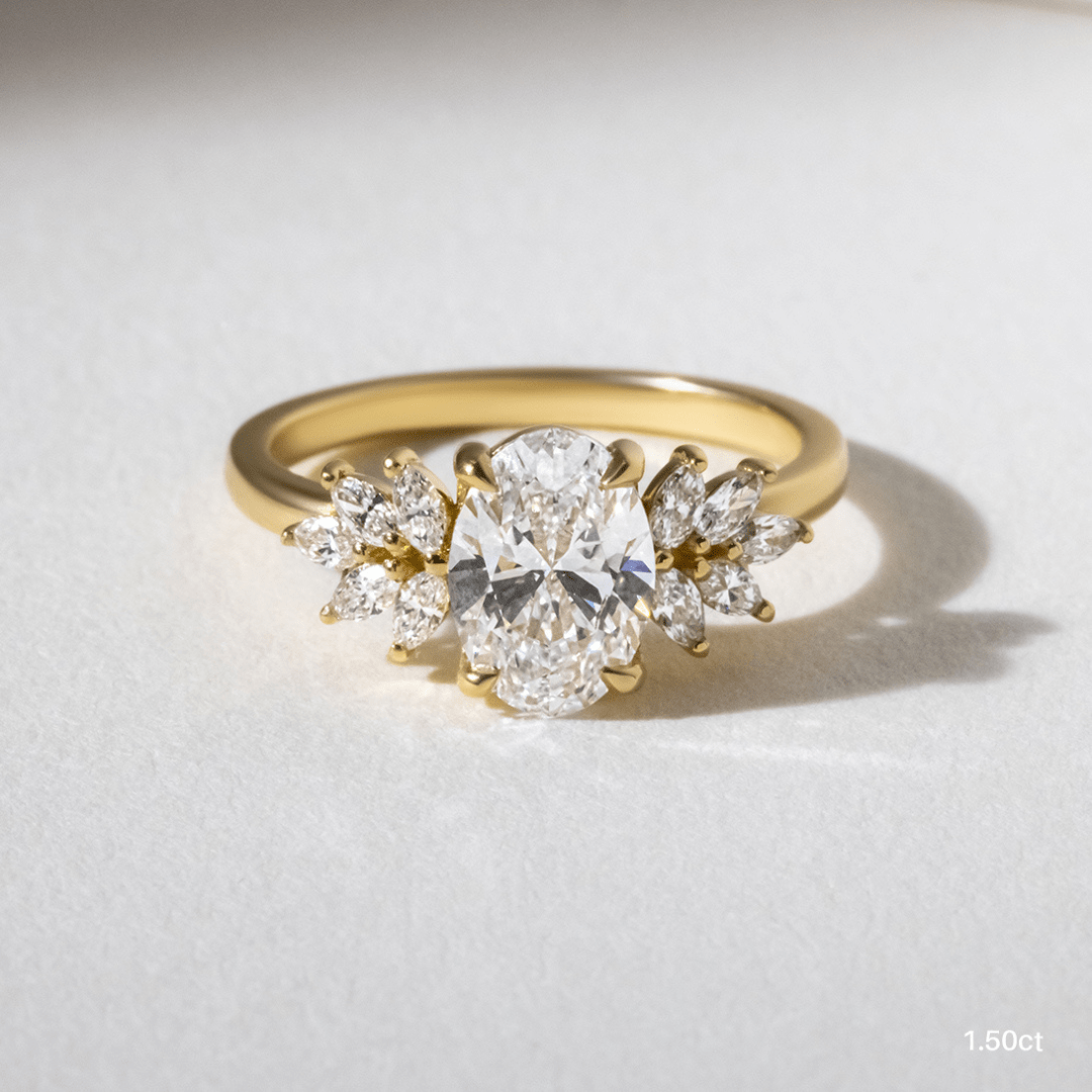 Marquise Shaped Three Stone Lab Grown Diamond Engagement Ring