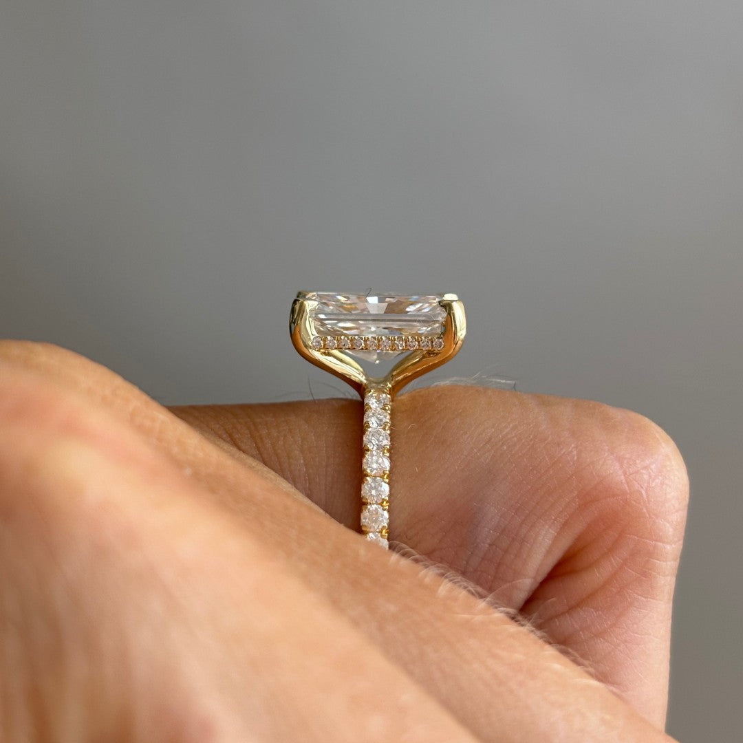 Marquise Shaped Three Stone Lab Grown Diamond Engagement Ring