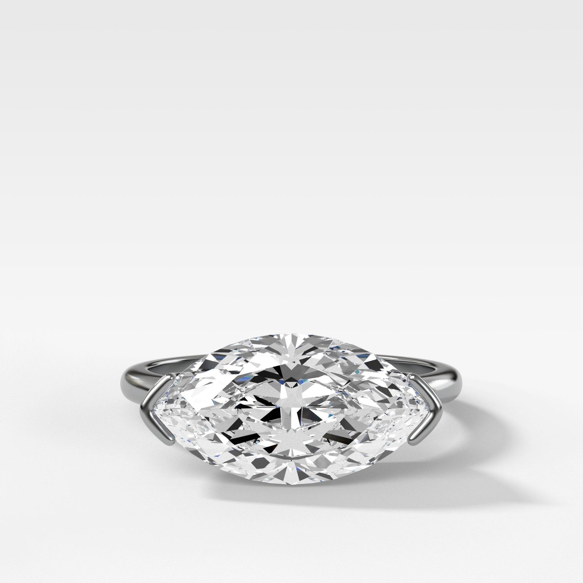 Marquise Shaped Three Stone Lab Grown Diamond Engagement Ring