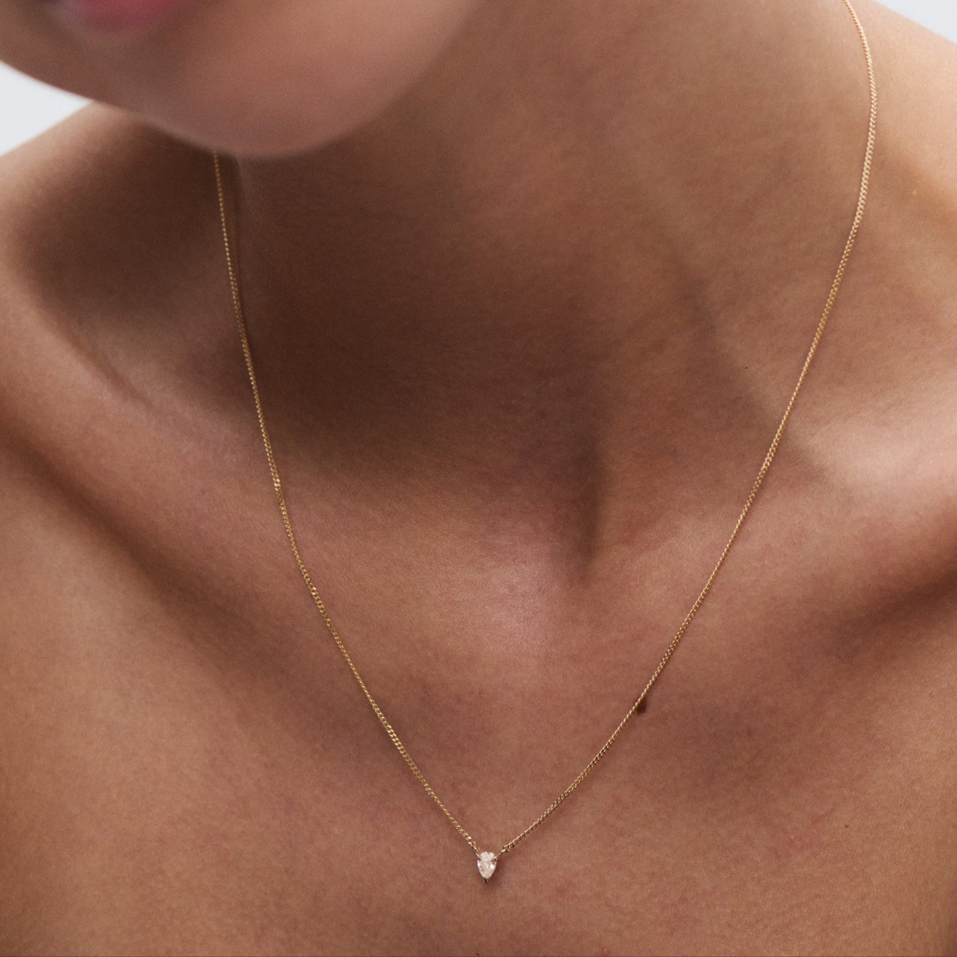 0.15 CT Pear Shaped Solitaire Lab Grown Diamond Necklace