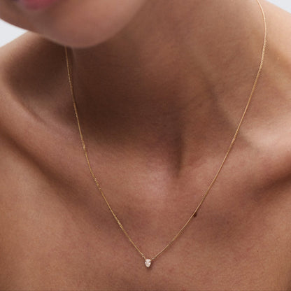 0.15 CT Pear Shaped Solitaire Lab Grown Diamond Necklace