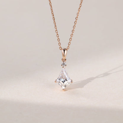 1.05 CT Kite Moissanite Diamond Solitaire Pendant Necklace in Solid Gold 1