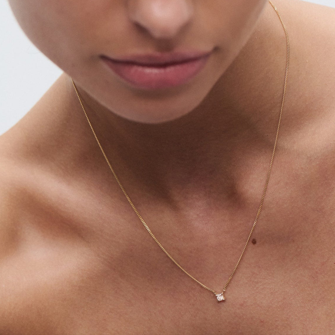 0.2 CT Princess Shaped Solitaire Lab Grown Diamond Necklace