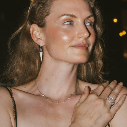 0.93 TCW Round Cut Moissanite Long Diamond Earrings in Gold 3