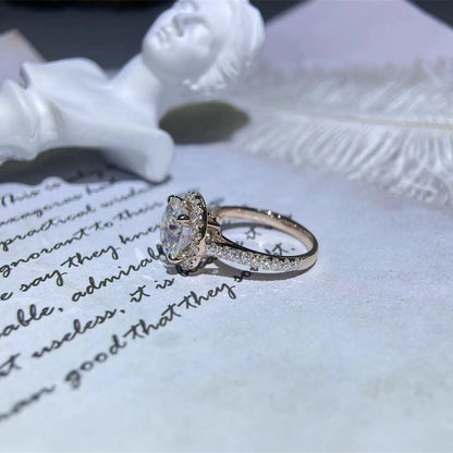 Stunning 4.0 CT Round Moissanite Engagement Ring with Halo & Pave Design 10