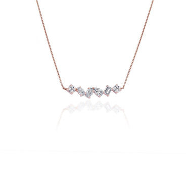 1.50 TCW Round, Emerald, Pear, Cushion & Oval Moissanite Diamond Multi Stone Necklace in Solid Gold 1