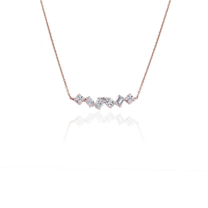 1.50 TCW Round, Emerald, Pear, Cushion & Oval Moissanite Diamond Multi Stone Necklace in Solid Gold 1