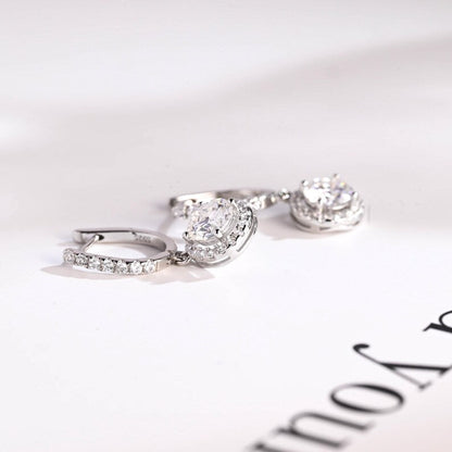 1.30 TCW Round Cut Moissanite Drop Earrings in Gold 3