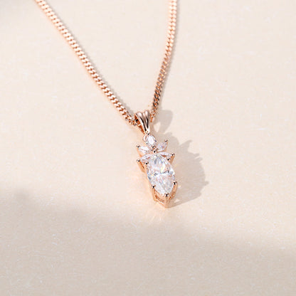 0.18 CT Marquise Moissanite Diamond Cluster Pendant Necklace in Solid Gold 3