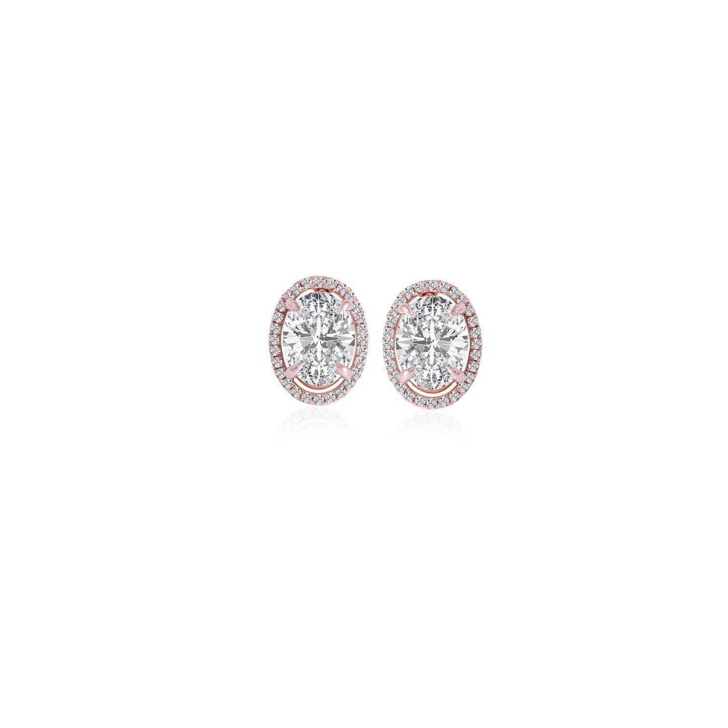 0.75 TCW Oval & Round Cut Moissanite Halo Earrings in Gold 1